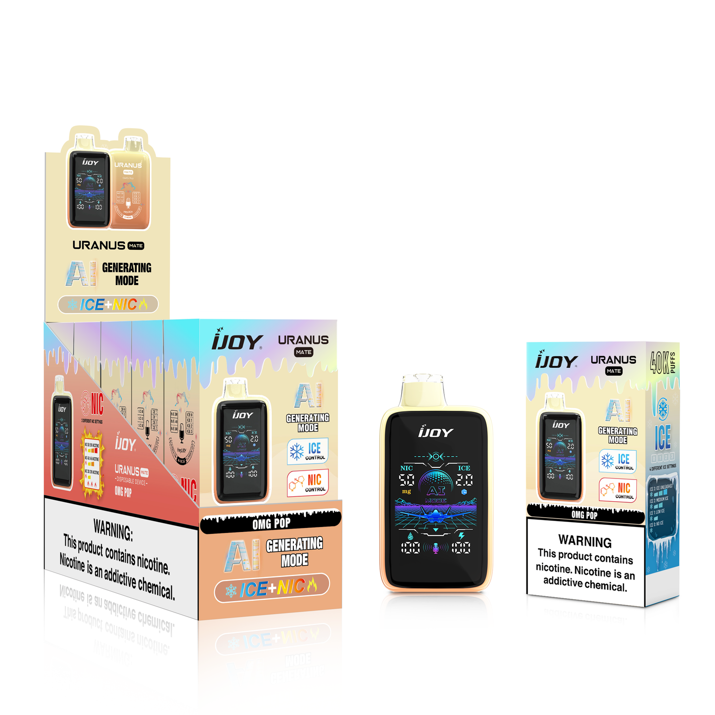 ijoy disposable vape with commodity packaging.
ijoy vape model is IJOY Uranus Mate .
Vape Flavour is omg-pop