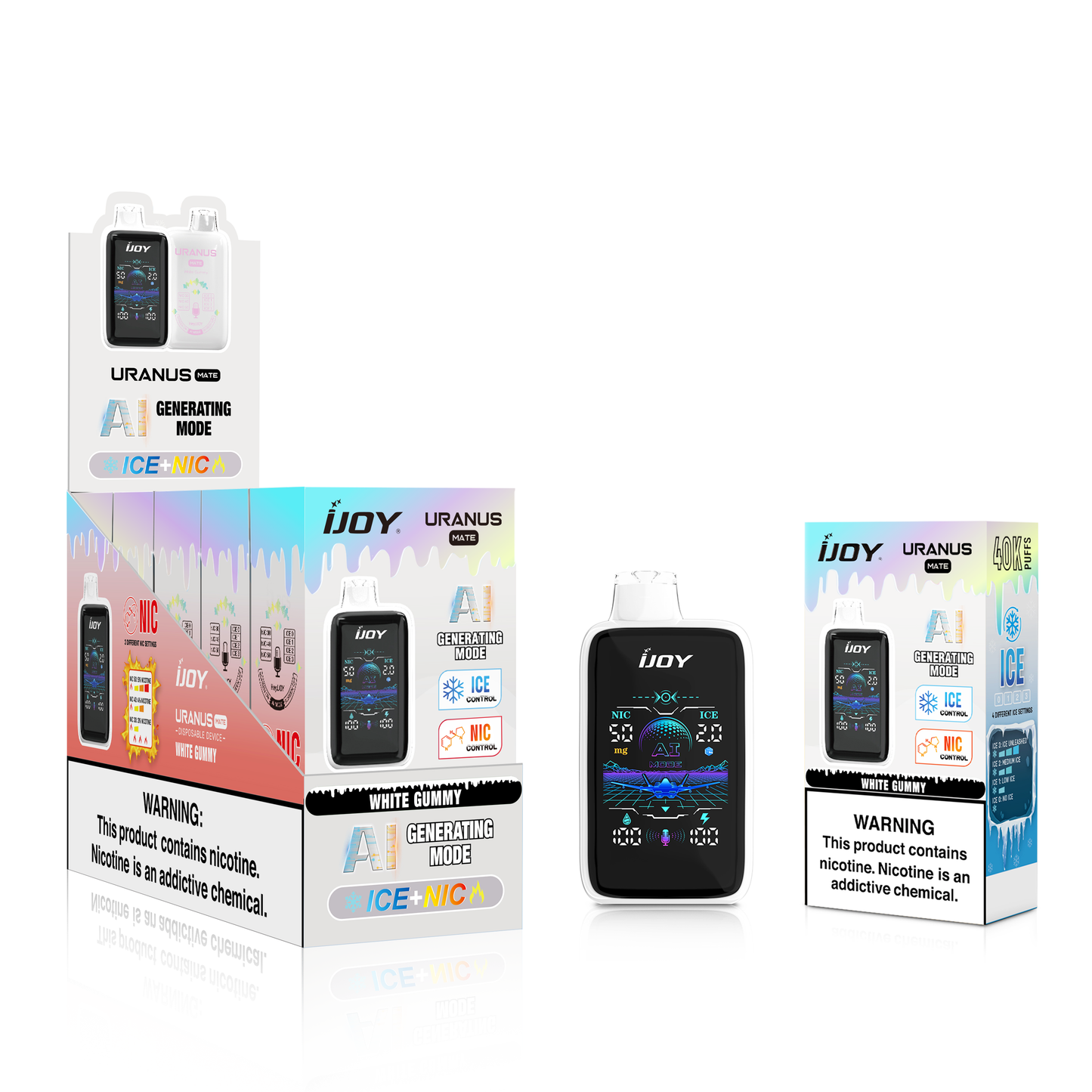 ijoy disposable vape commodity packaging.
ijoy vape model is IJOY Uranus Mate .
Vape Flavour is WHITE-GUMMY.